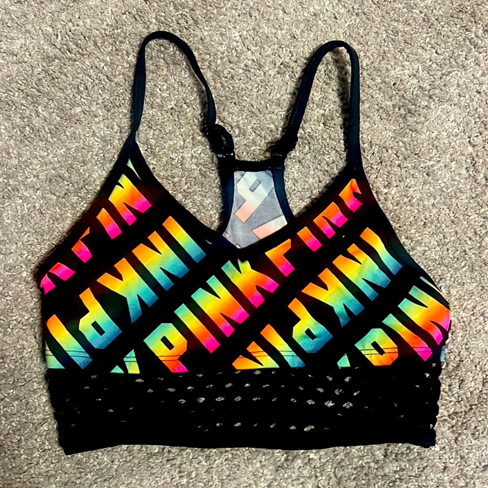 Pink ultimate lightly lined cut out rainbow bra xs